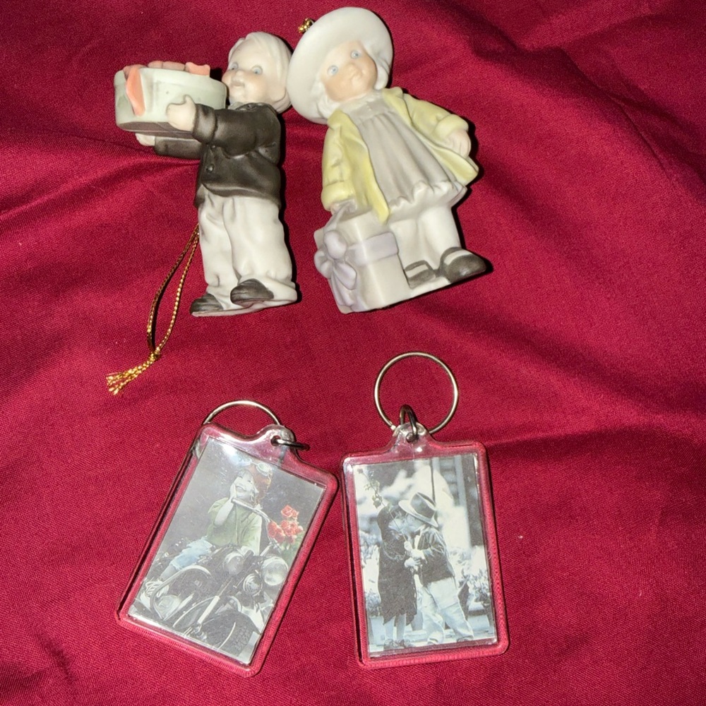 Porcelain Figurines and Keychains Set